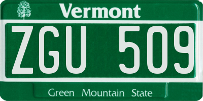VT license plate ZGU509