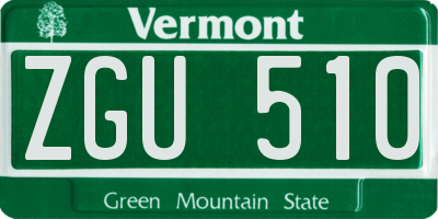 VT license plate ZGU510