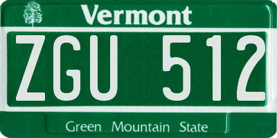VT license plate ZGU512