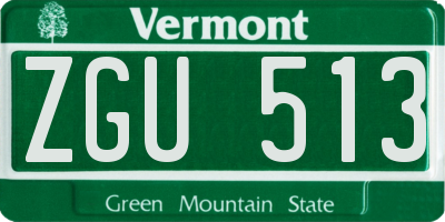 VT license plate ZGU513