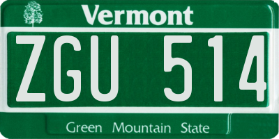 VT license plate ZGU514