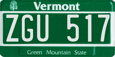 VT license plate ZGU517