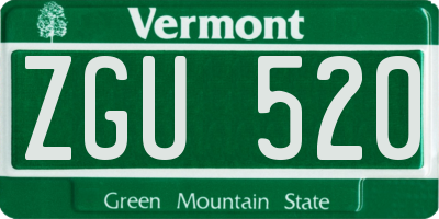 VT license plate ZGU520