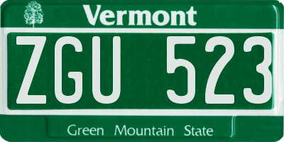 VT license plate ZGU523