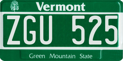 VT license plate ZGU525