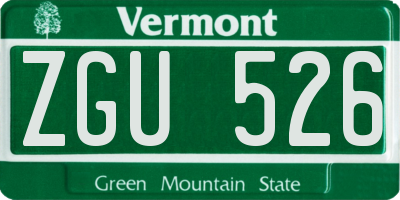 VT license plate ZGU526