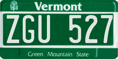 VT license plate ZGU527