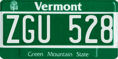 VT license plate ZGU528