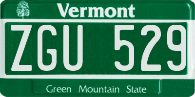 VT license plate ZGU529