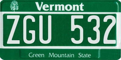 VT license plate ZGU532