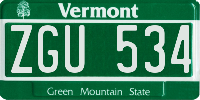 VT license plate ZGU534