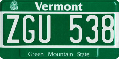 VT license plate ZGU538