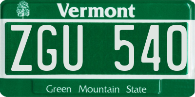 VT license plate ZGU540