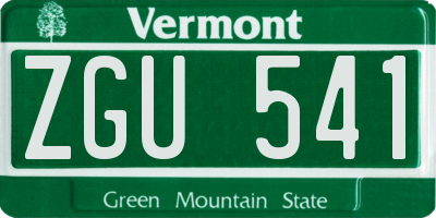 VT license plate ZGU541