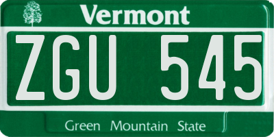VT license plate ZGU545