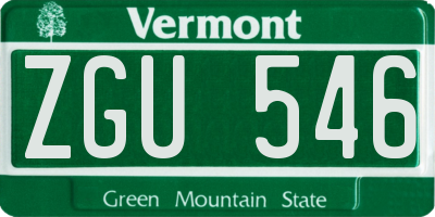 VT license plate ZGU546