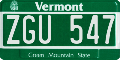 VT license plate ZGU547