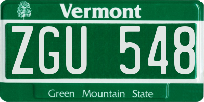 VT license plate ZGU548