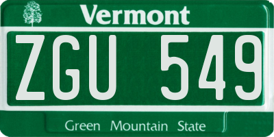 VT license plate ZGU549