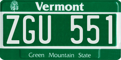 VT license plate ZGU551