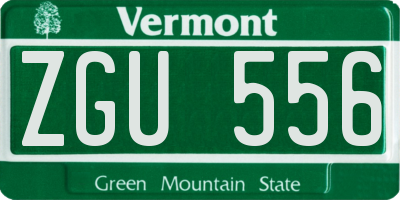 VT license plate ZGU556