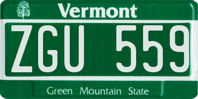 VT license plate ZGU559