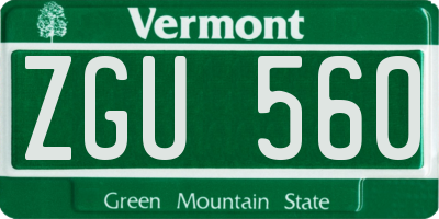 VT license plate ZGU560