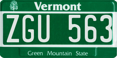 VT license plate ZGU563