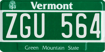 VT license plate ZGU564