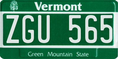 VT license plate ZGU565