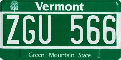 VT license plate ZGU566