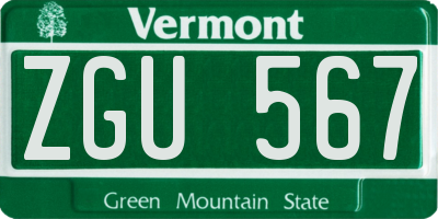 VT license plate ZGU567