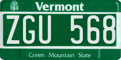 VT license plate ZGU568