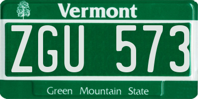 VT license plate ZGU573