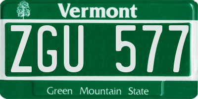 VT license plate ZGU577