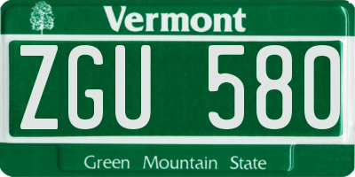 VT license plate ZGU580