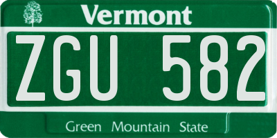 VT license plate ZGU582