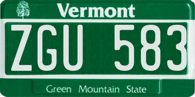 VT license plate ZGU583