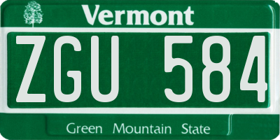 VT license plate ZGU584