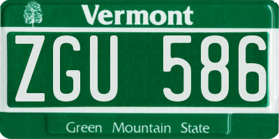 VT license plate ZGU586