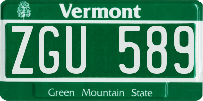 VT license plate ZGU589