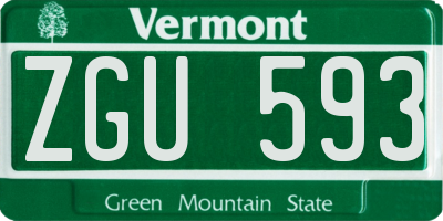 VT license plate ZGU593