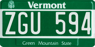 VT license plate ZGU594