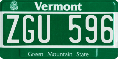 VT license plate ZGU596