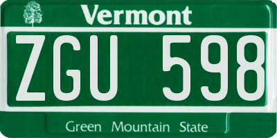 VT license plate ZGU598