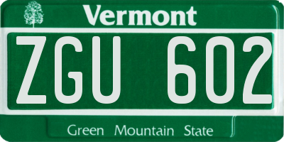 VT license plate ZGU602