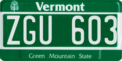 VT license plate ZGU603