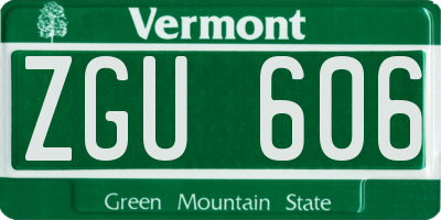 VT license plate ZGU606