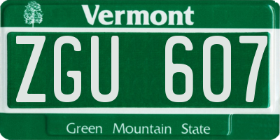 VT license plate ZGU607