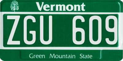 VT license plate ZGU609